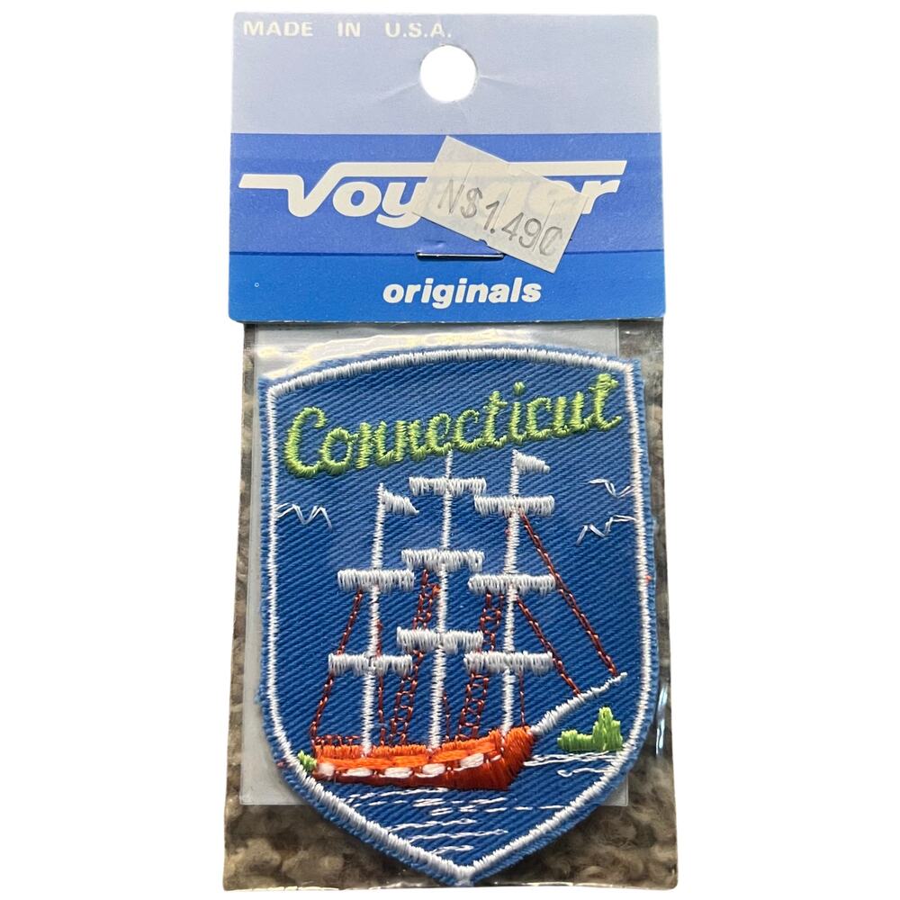 Vtg 1970s Voyager Brand Connecticut State Souvenir Travel Tourism Sew-On Patch